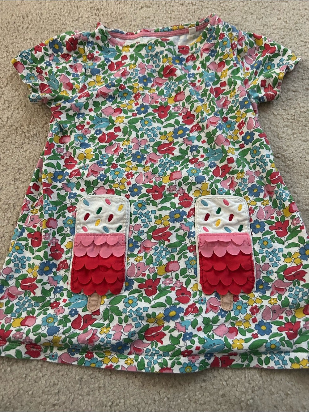 Mini Boden girl’s 6-7 ice cream floral tunic dress